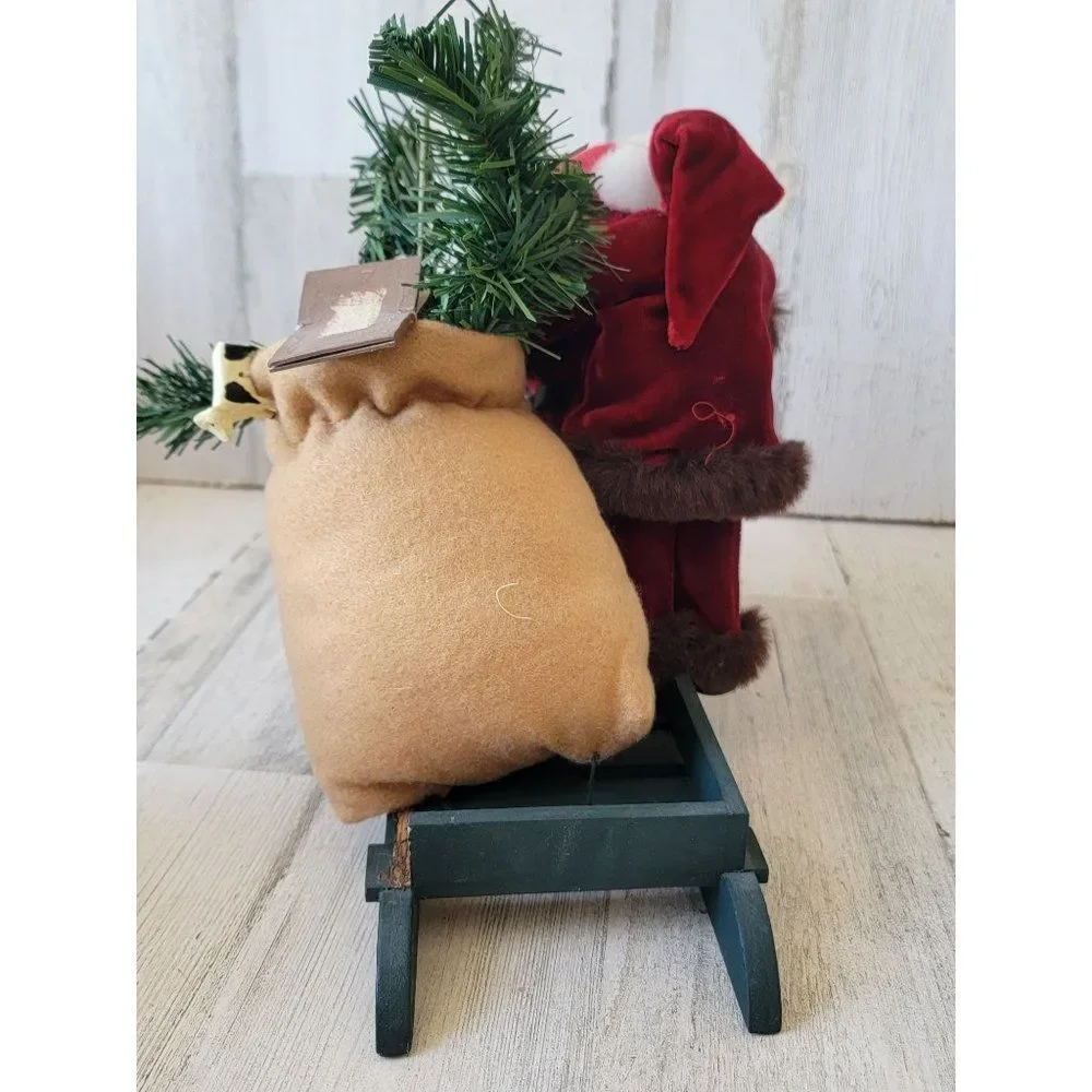 Santa‎ Claus joyride sled bell gift AS IS figured decor home sledding